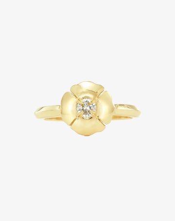 Romeo Flower Petit Solid Ring Yellow Gold